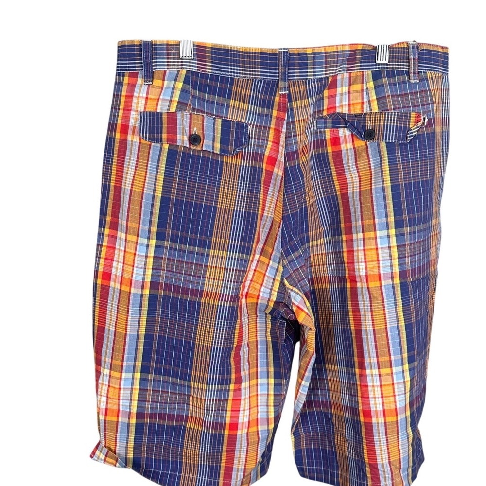 Crooked Ink Mens Plaid Shorts Multicolor Cotton Drawstring Waist Size 38